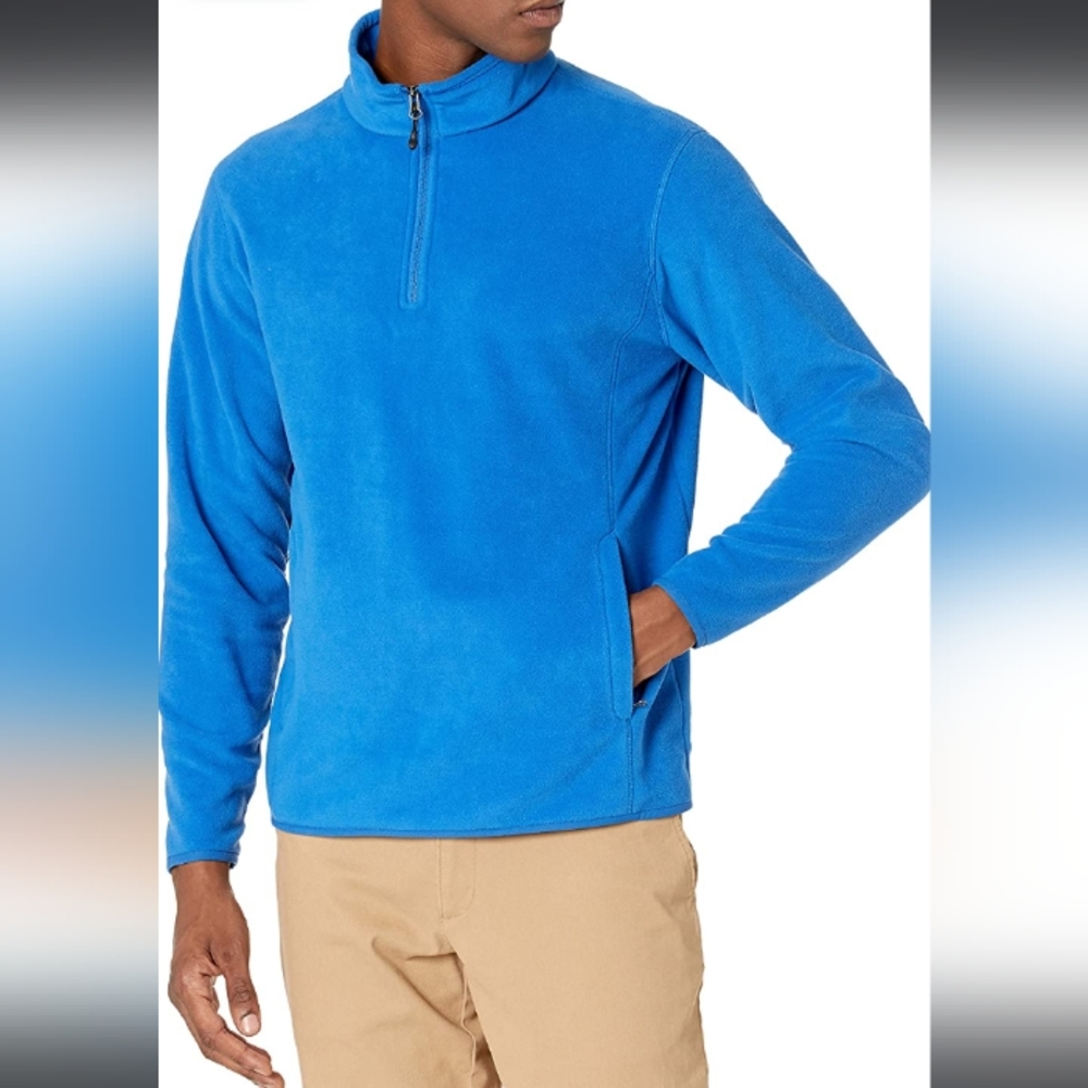 Amazon Essentials Blue Polar Fleece Top Quarter Zip Pullover Shacket Mens XS NWT